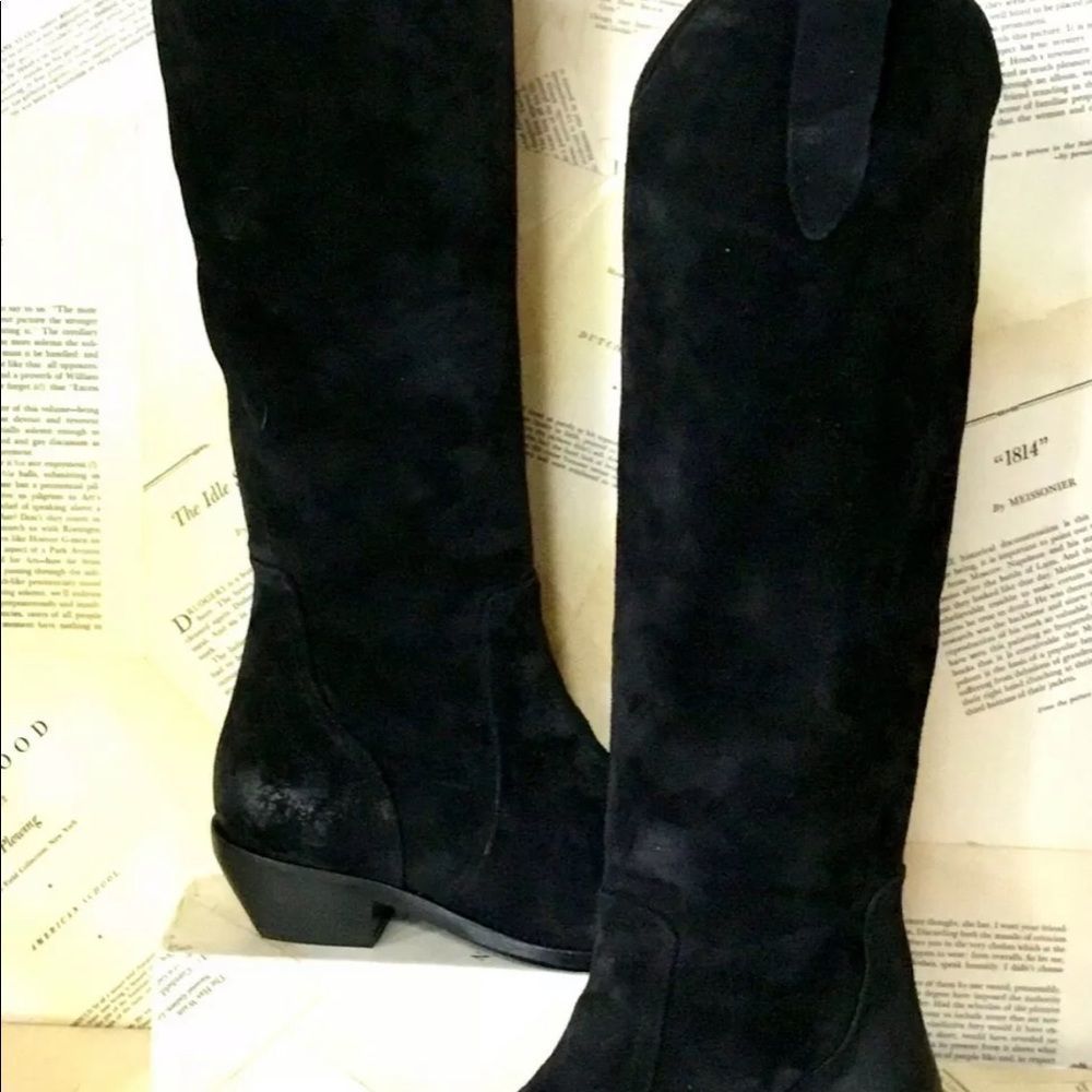 Free People Tall Night & Day Chelsea Boot Distressed Black Leather Zipper - Picture 9 of 11